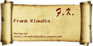 Frank Klaudia névjegykártya